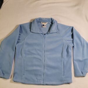 Columbia Women's Light Blue  Full Zip Fleece Jacket Pockets Size L EUC Fast Ship